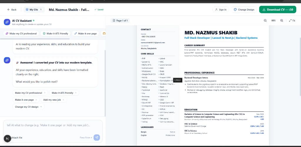 Resumate AI Multimodal Ingestion and National Pro Two-Column Layout