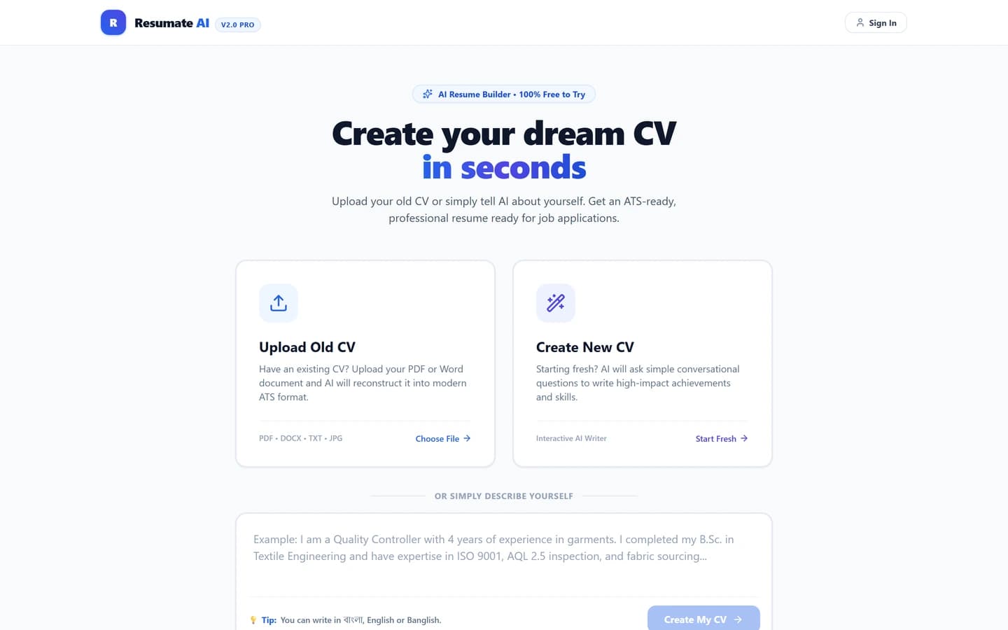 Resumate AI Conversational AI Resume Platform Desktop Showcase